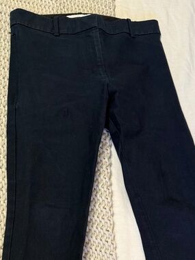 Navy Blue Side Zip Crop Pants